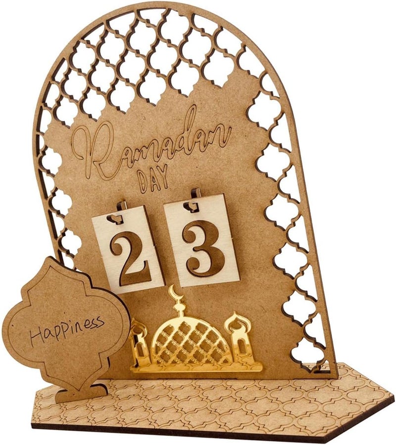 woobles 2022 Ramadan Countdown Calendar DIY Eid Mubarak Ornament Wooden Ramadan Calendar for Home Party Decoration Craft Ornament - Image 1